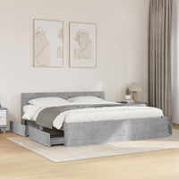 vidaXL Bed Frame with Headboard without Mattress Concrete Grey 200x200 cm