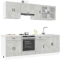 vidaXL 8 Piece Kitchen Cabinet Set Porto Concrete Grey Engineered Wood