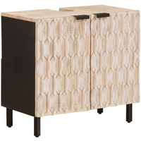 vidaXL Bathroom Sink Cabinet White 62 x 33 x 58 cm Solid Mango Wood