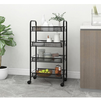 vidaXL 4-Tier Kitchen Trolley Black 46x26x85 cm Iron