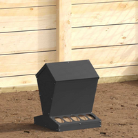 vidaXL Chicken Feeder Black 30 x 30 x 39 cm Cold-Rolled Steel