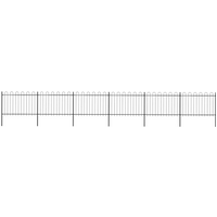 vidaXL Garden Fence with Hoop Top Steel 1070x120 cm Black