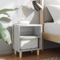 vidaXL Bed Cabinet with Solid Wood Legs Grey Sonoma 40x30x50 cm