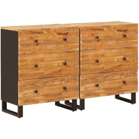 vidaXL Sideboard 2 pcs Brown 60 x 33 x 75 cm Solid Mango Wood