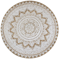 vidaXL Area Rug Braided Jute Printed 150 cm Round