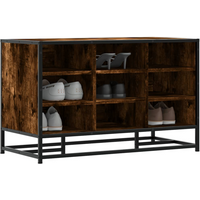vidaXL Shoe Bench Smoked Oak 84x40x53.5 cm Engineered Wood and Metal