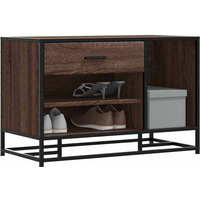 vidaXL Shoe Bench Brown Oak 80x40x53.5 cm Engineered Wood and Metal