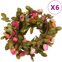 vidaXL Flower Garlands 6 pcs Rose 215 cm