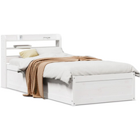vidaXL Bed Frame with Headboard White 75x190 cm Small Single Solid Wood Pine