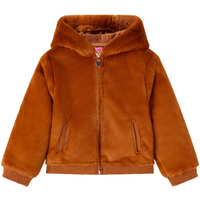 Kids' Hooded Jacket Faux Fur Cognac 128
