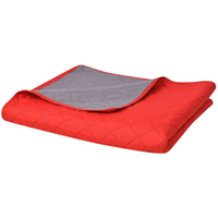 vidaXL Double-sided Quilted Bedspread Red and Grey 170x210 cm