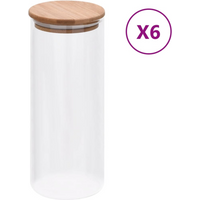 vidaXL Storage Glass Jars with Bamboo Lid 6 pcs 1000 ml