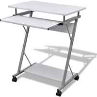 vidaXL Compact Computer Desk with Pull-out Keyboard Tray White