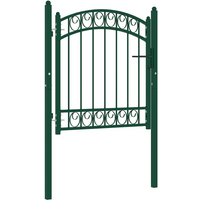 vidaXL Fence Gate with Arched Top Steel 100x86 cm Green
