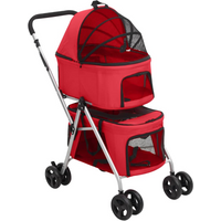 vidaXL 2-Layers Folding Dog Stroller Red 83x48x97 cm Oxford Fabric
