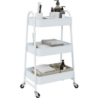 vidaXL Storage Trolley 3-Tier White 42x41.5x77 cm Steel