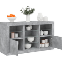 vidaXL Sideboard with LED Lights Concrete Grey 123x37x67 cm