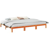 vidaXL Family Bed Frame No Mattress Wax Brown 240x200 cm Solid Wood Pine