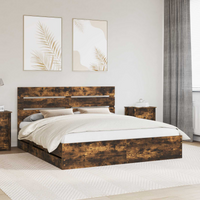 vidaXL Bed Frame with Drawer Smoked Oak 200 x 200 cm Engineer Wood