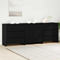 vidaXL Sideboard 3 pcs Black 70 x 41 x 75 cm Engineered Wood