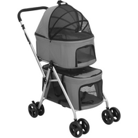 vidaXL 2-Layers Folding Dog Stroller Grey 83x48x97 cm Oxford Fabric