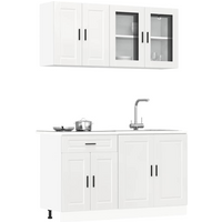 vidaXL 4 Piece Kitchen Cabinet Set Porto High Gloss White Engineered Wood