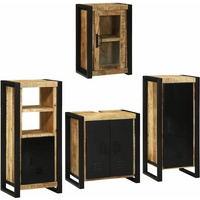 vidaXL Bathroom Furniture Set with Shelf 4 pcs Brown Solid Mango Wood