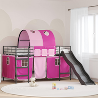 vidaXL Kids'Loft Bed Frame Black and Pink 107 x 200 cm Metal