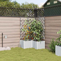 vidaXL Garden Planter 3 pcs White Steel