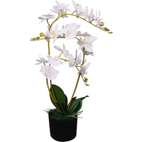 vidaXL Artificial Orchid Plant with Pot 65 cm White