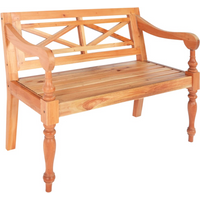 vidaXL Batavia Bench 98 cm Solid Mahogany Wood Light Brown