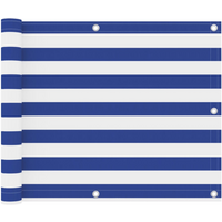 vidaXL Balcony Screen White and Blue 75x500 cm Oxford Fabric