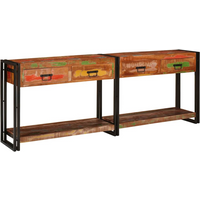 vidaXL Console Tables with Drawer 2 pcs Multicolour Solid Reclaim Wood