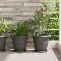 vidaXL Plant Pots 6 pcs Black Ø 26 x 21.5 cm Plastic