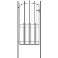 vidaXL Fence Gate with Spikes Black 100 x 200 cm Powder-coated steel