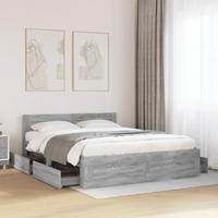 vidaXL Bed Frame with Headboard without Mattress Grey Sonoma 160x200 cm