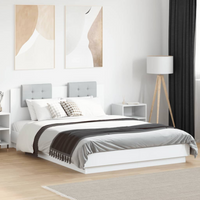 vidaXL Bed Frame with LED without Mattress White 150x200 cm King Size