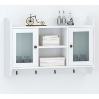 White MDF Wall Cabinet Display Shelf Book/DVD/Glass Storage