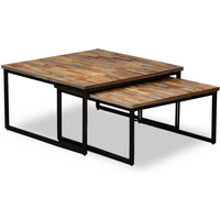 vidaXL Nesting Coffee Table Set 2 Pieces Solid Reclaimed Teak