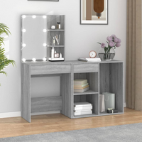vidaXL LED Dressing Table with Cabinet Grey Sonoma Engineered Wood
