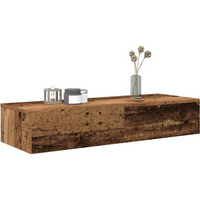 vidaXL Wall Shelf with Drawers Old Wood 100x36x19 cm Engineered Wood