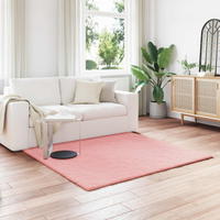 vidaXL Anti-Slip Faux Rabbit Fur Rug Olite Pink 160 x 160 cm Polyester