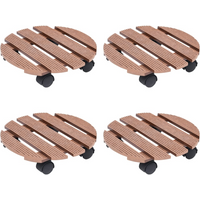 vidaXL Plant Trolleys 4 pcs Brown Ø30x7,5 cm WPC