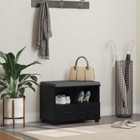 vidaXL Hall Bench Black Oak 60 x 38 x 46 cm Engineered Wood and Fabric