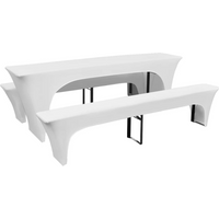 3 Slipcovers for Beer Table and Benches Stretch White 220 x 50 x 80 cm