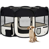 vidaXL Foldable Dog Playpen with Carrying Bag Black 145x145x61 cm