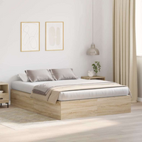 vidaXL Storage Bed Frame Sonoma Oak 160 x 200 cm Engineered Wood