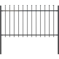 vidaXL Garden Fence with Spear Top Steel 181x100 cm Black