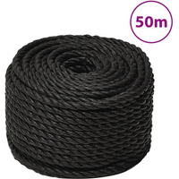 vidaXL Work Rope Black 20 mm 50 m Polypropylene