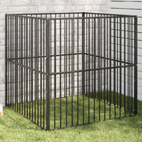 vidaXL Dog Playpen 4 Panel Black Galvanised Steel